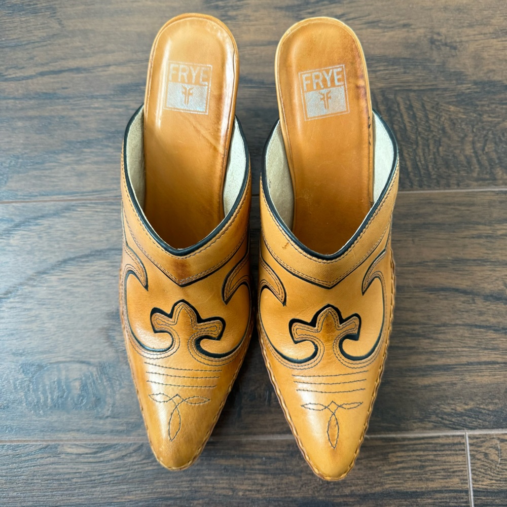 Frye Brown Leather Slip-On Mules